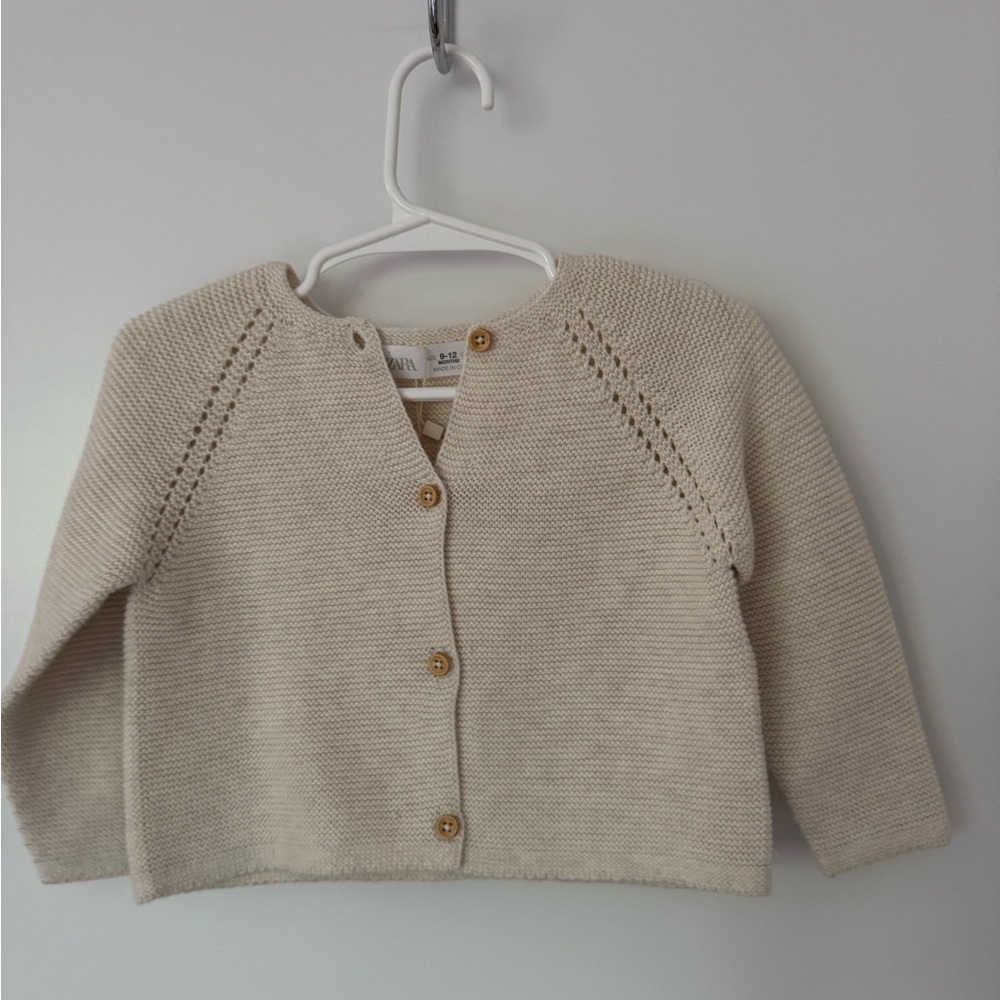 Zara Cream Knit Cardigan with Wooden Button